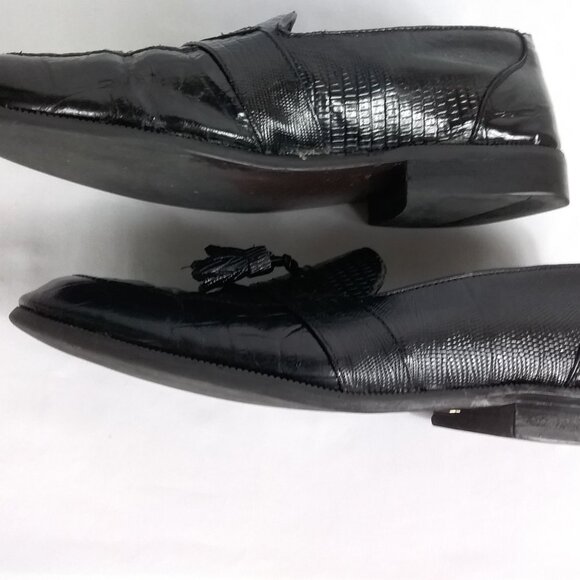 Stacy Adams Genuine Snakeskin Black Leather Upper Tassel Loafer Men Shoes 9.5 M main image 7